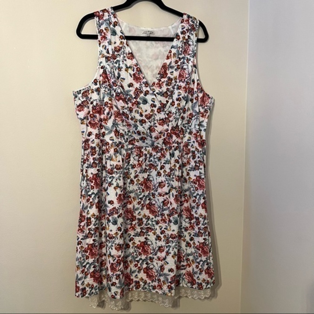 Lace & Mesh size 2X floral butterfly print dress